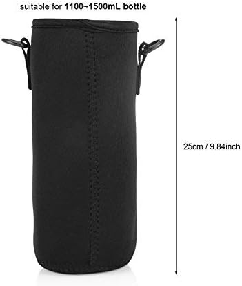 Dioche Water Bottle Sleeve, Soft Water Bottle Carrying Pouch, Drink Bottle Holder Bag for Outdoor Camping Hiking Fishing(26cm-Black)