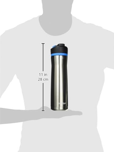Contigo Cortland Water Bottle, 24 oz, Stainless Steel, Stainless Steel w/Blue Poppy