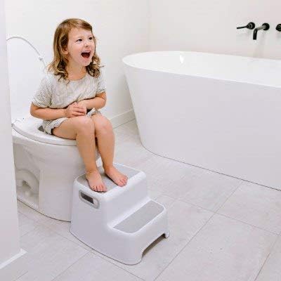 Ubbi Wide 2 Step Stool for Kids, Toddler Stool for Toilet Potty Training, Slip Resistant Soft Grip for Safety