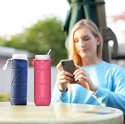 SPECIAL MADE Collapsible Water Bottles Cups Leakproof Valve Reusable BPA Free Silicone Foldable Travel Water Bottle Cup for Gym Camping Hiking Travel Sports Lightweight Durable