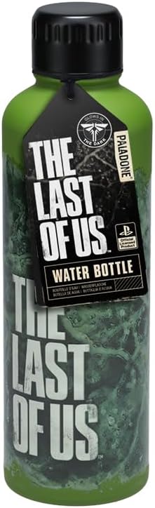 Paladone The Last of Us Official Licensed Movie Icon Glow in the Dark Water Bottle, Gamer Decor and Gift, Neon Green Desk Accessory for All Ages, Drinkware for Gaming Fans