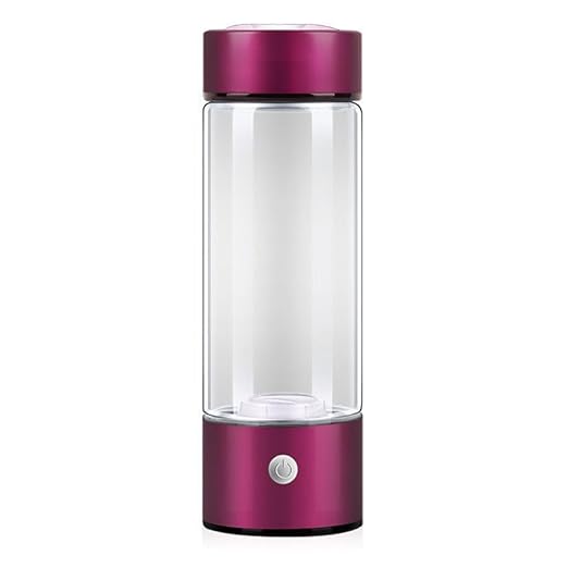 Portable Hydrogen Rich Water Cup, USB Charging Rich Hydrogen Water Purifier Filter Glass Bottle Portable Lonizer Cup, Hydrogen Water Bottle, Hydrogen Rich Water Glass Health Cup (Cherry Red)