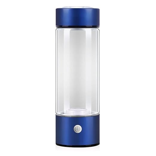 Portable Hydrogen Rich Water Cup, USB Charging Rich Hydrogen Water Purifier Filter Glass Bottle Portable Lonizer Cup, Hydrogen Water Bottle, Hydrogen Rich Water Glass Health Cup 420ML (Blue)