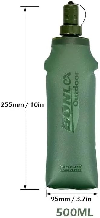 RAİL TPU Outdoor Sport Bottle, 500ml (16.9 oz), Folding Soft Flask for Running, Camping, Hiking, Bicycling, Fitness Water Bag
