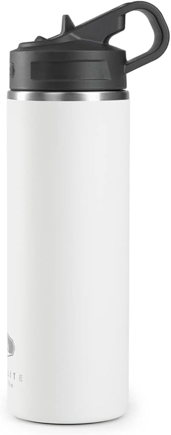 GSI Outdoors, Microlite Water Bottle with Straw Lid, Vacuum-Insulated Stainless Steel, for Camping, 24 oz. White