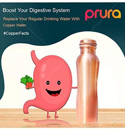 Matt Finish Copper Water Bottle - Joint Less Leak Proof Ayurvedic Drinkware Copper Vessel for Sports, Gym, Outdoors, Yoga, (Design 3)
