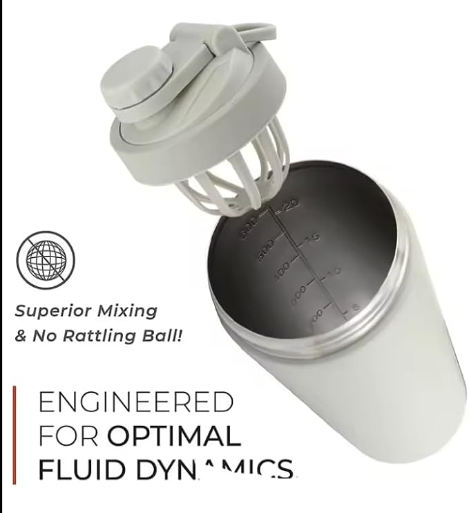 Stainless Steel Shaker Bottle | Perfect for Protein Shakes, Pre-Workout, Smoothies, Coffee, etc. | Odor-Resistant | BPA Free Lid (Matte Black)