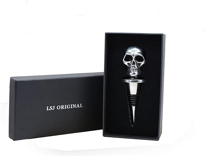 Silver Skull Bottle Wine Stoppers,Perfect Skull Theme Souvenirs Gifts for Men, Women