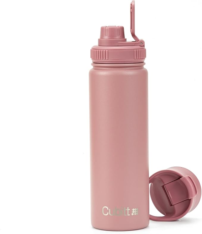Cubitt Insulated Sports Hydro Water Bottle 24 oz, 2 Lids (Coffee Lid and Wide Mouth Twist Sports Lid), Stainless Steel, Double Walled. Cold for up to 24 hours, Hot for up to 12 hours Burgundy