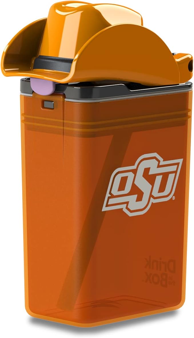 Reusable Water Bottle | Officially Licensed NCAA Sports Bottle | BPA Free | Dishwasher Safe | Pistol Pete Mascot | 8oz Drink in the Box - Oklahoma State University