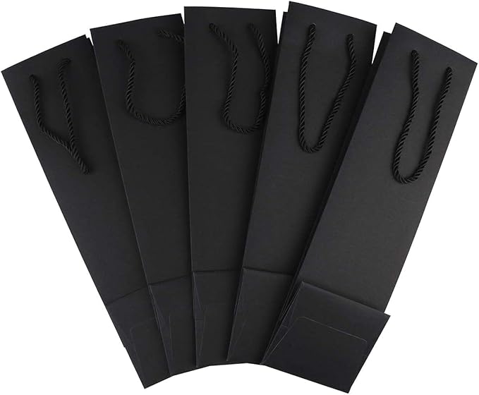 Sdootjewelry Black Wine Bags for Wine Bottles 20 Packs, 3.7 x 3.5 x 13.8 Wine Gift Bags Bulk Kraft Paper Wine Gift Bags with Handles
