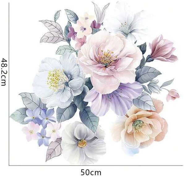 Peony Wall Decal Peonie Wall Sticker Kids Flower Wall Decals Watercolor Floral Removable Peel n Stick for Kids Livingroom, Nude Pink, fx-d96