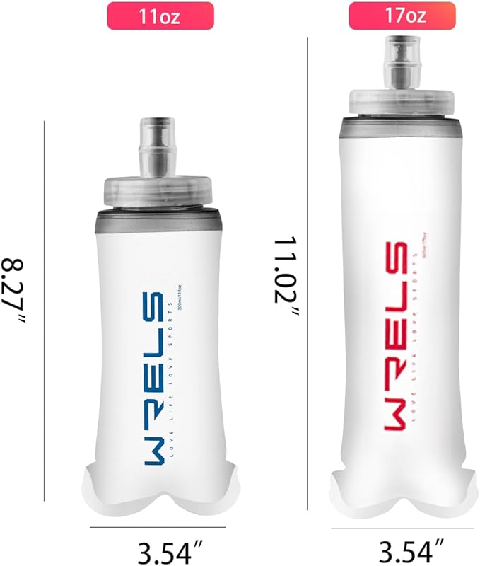 Soft Flasks Soft Running Water Flask Collapsible Soft Water Bottles Small BPA-Free for Sports Hiking Hydration Pack 500 ml/17oz,300 ml/10oz(300ml,red)