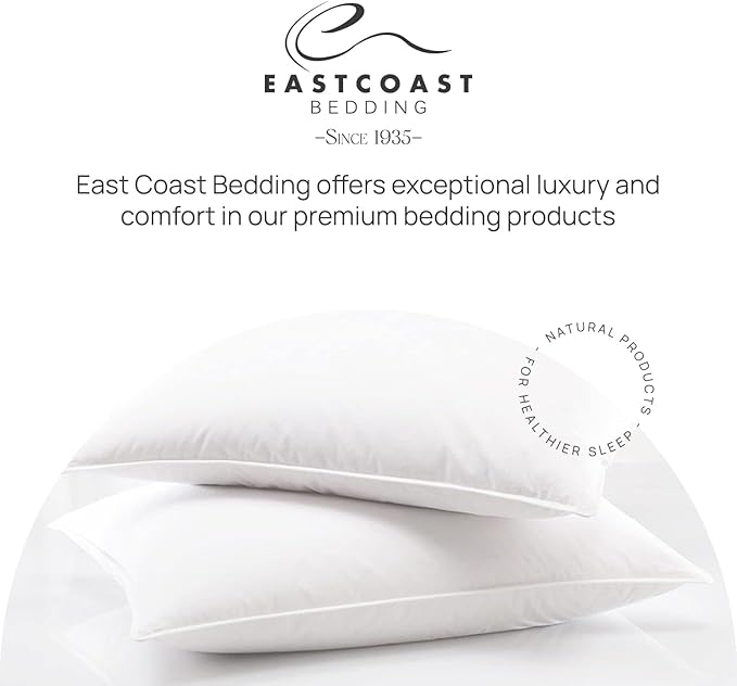 East Coast Bedding Pure Dream Firm Pillow - King Pillow Medium Support, King Size 20x36 Inch Goose Feather Down Pillows, 100% Cotton Shell, Pack of 1