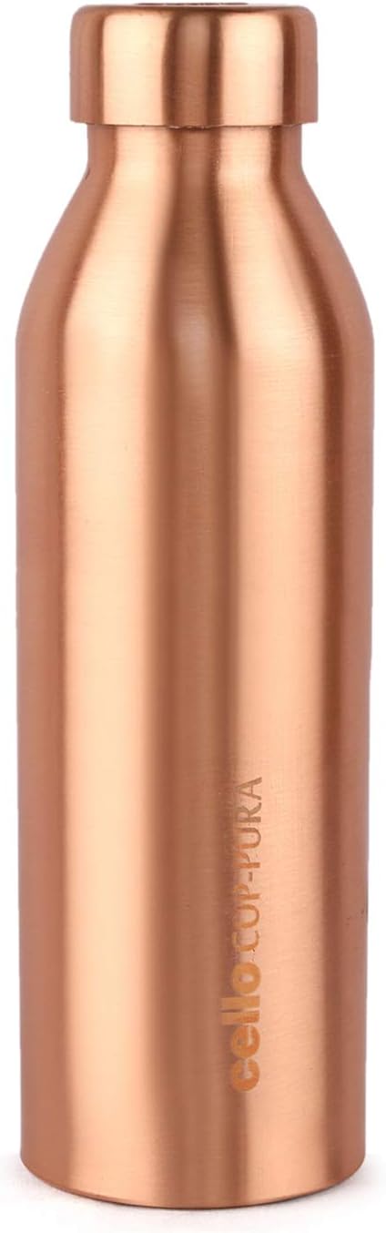Cello Moksh Copper Bottle | 100% Leak Proof | BPA Free | Office Bottle | Gym Bottle | Yoga Bottle | Hiking | Treking Bottle | Travel Bottle, (Brown, 34oz)
