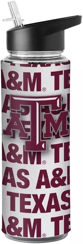 NCAA Flip Top Spout 25oz Water Bottle with Removable Neoprene Sleeve (Texas A&M Aggies)