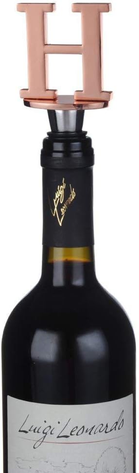 Miicol Wine Bottle Stopper, Prosecco Stopper, Rose Gold Wine Stopper, Personalised Champagne Stopper, Initial Wine Stopper, Funny Prosecco Gift, Wine Lovers Gift, Kitchen Decor, Letter H