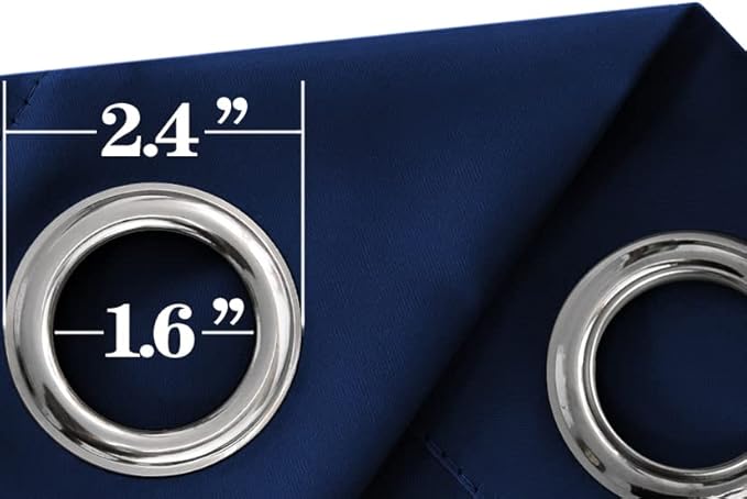 Mrs.Naturall Navy Blue Blackout Curtains for Kids Room,2 Panels Grommet Light Blocking Room Darkening Curtains for Boys Bedroom,63 Inch Length,Dark Blue