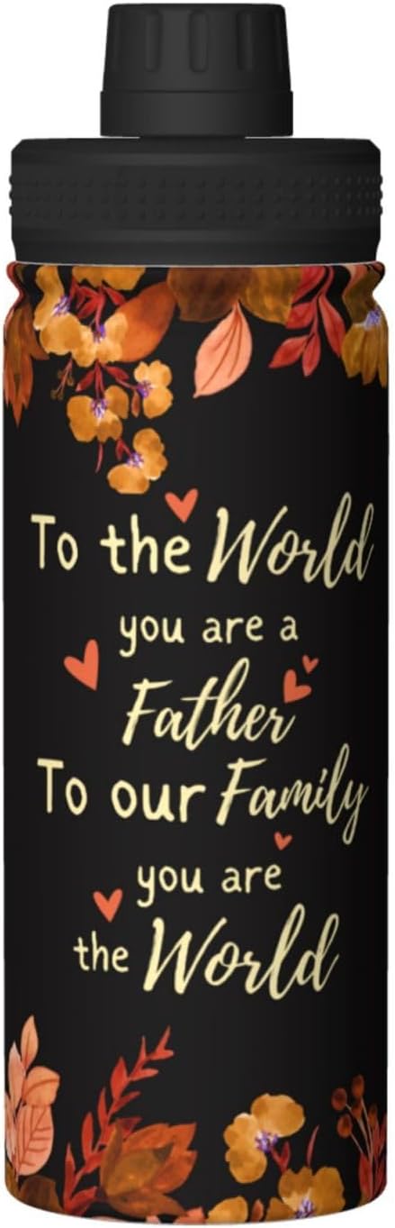 Cerburny Water Bottle Dad Father 18 oz Stainless Steel Insulated Bottles With Lid Wide Mouth Gym Sport Water Jug For Men Adult