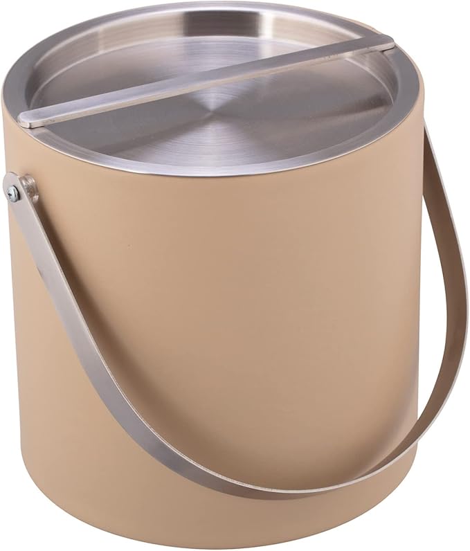 Kraftware 3 Quart Brushed Chrome Arch Handle & Bridge Cover: Beige Sydney Ice Bucket