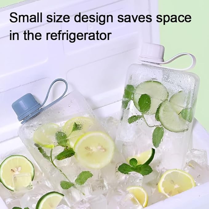 Flat Water Bottle Travel Flask Portable 8.2 oz BPA Free Tritan Square Water Bottles Leakproof Slim Water Bottle for Purse Travel Pocket Sports Fitness (White, 8.2 OZ)