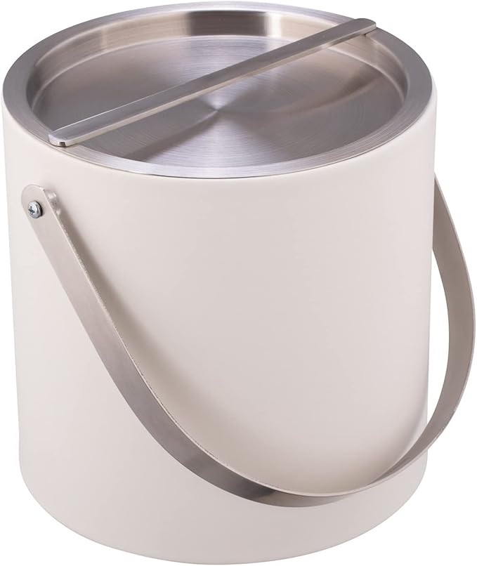Kraftware 3qt Brushed Chrome Arch Handle & Bridge Cover: White Sydney 3 quart Ice Bucket, Small