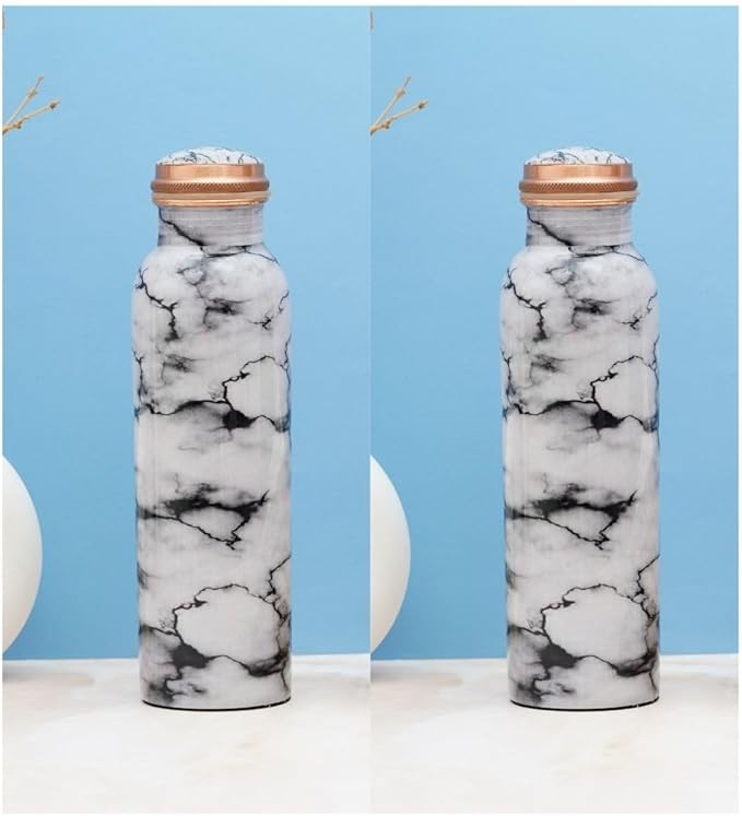 Craft Trade Copper Water Bottle for Drinking Copper 32 Oz Extra Large Set Of 2 Ayurvedic Pure Copper Vessel Leak Proof For Drinking Water Bottle For Office, Gym Hotel and Sports