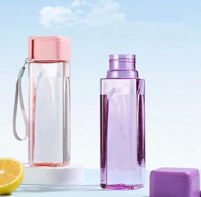 500ml LASSY Clear Trendy Aesthetic Water Bottle with Wristlet, Stainless Steel, for Sports, Travel, Gym (Black)