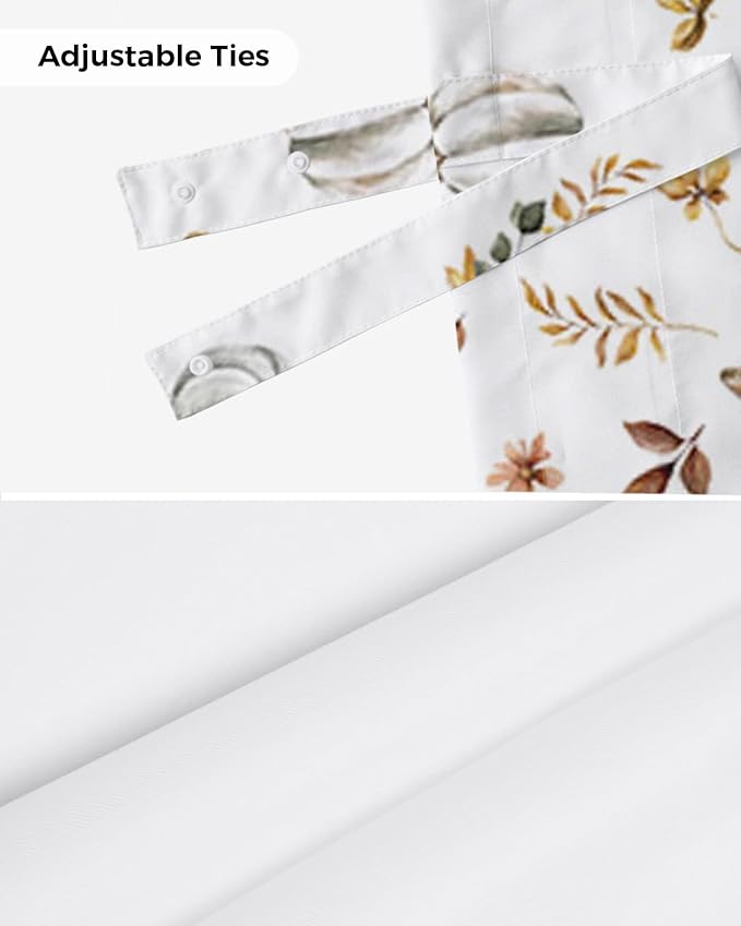 Fall Floral Leaves Blackout Tie Up Valance Curtains for Kitchen Windows Thanksgiving Pumpkins Window Toppers Balloon Shades for Living Room/Bathroom/Bedroom,1 Panel,54" X 18" Boho