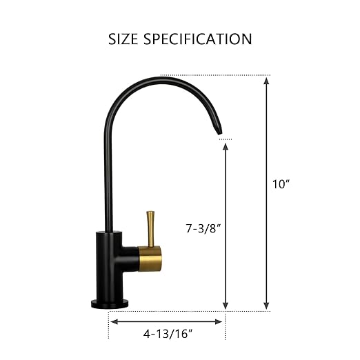 Kitchen Water Filter Faucet Fits Most Reverse Osmosis Units or Water Filtration System in Non-Air Gap, Only for Cold Water (Matte Black and Brass Gold)
