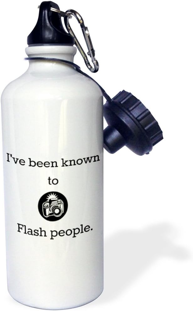 3dRose Ive Been Known To Flash People Black Letters With A Picture Of Camera-Sports Water Bottle, 21oz , 21 oz, Multicolor