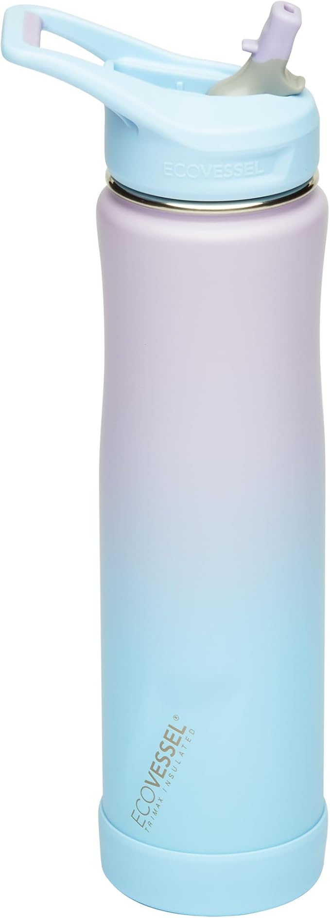 EcoVessel SUMMIT, Insulated Stainless Steel Water Bottle with Straw and Handle Flip Top Lid with Silicone Bottle Bumper Metal Water Bottle – 24 oz (Floral Puff)