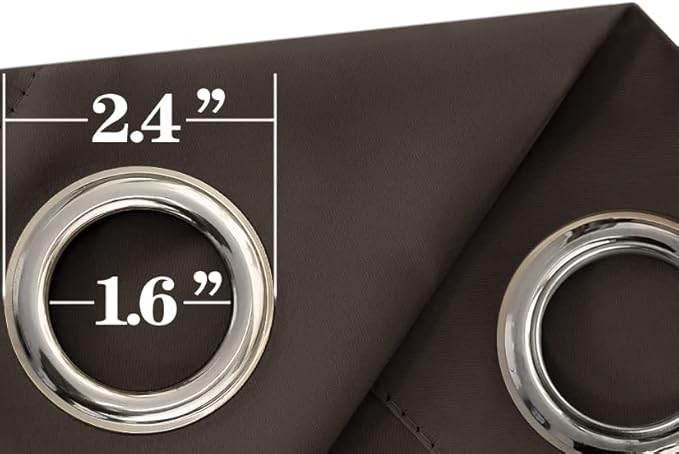 Dark Brown Blackout Curtains 2 Panels,Grommet Dark Academia Moody Curtains for Bedroom Bathroom 63 Inch Length,Coffee Colored