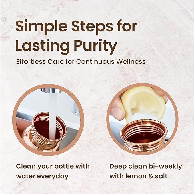 Natureverr Hammered Copper Water Bottle 1000ml, Water Bottle with Stylish Look and Advanced Leak Proof Cap, BPA Free Reusable Bottle for Home, Office, Hotel and Gifting