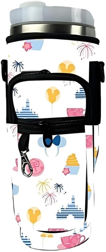 Prime Choice Theme Park Inspired 30oz / 40oz Water Bottle Holder Sleeve Water Bottle Sling Carrier Bag Compatible With 30oz / 40oz Stanley, Simple Modern Tumbler (Icon Parks)