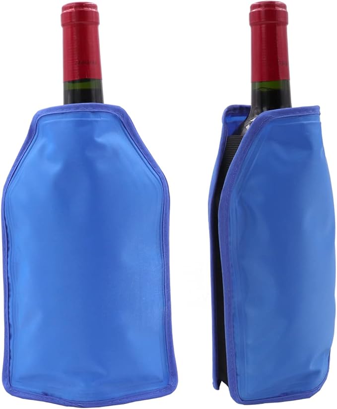 Wine Cooler Sleeve, Wine Bottle Chill Cooler Ice Pack Sleeve- Freezer Sleeve- Vodka- Tequila Chiller- Cooler- Carrier (Blue)