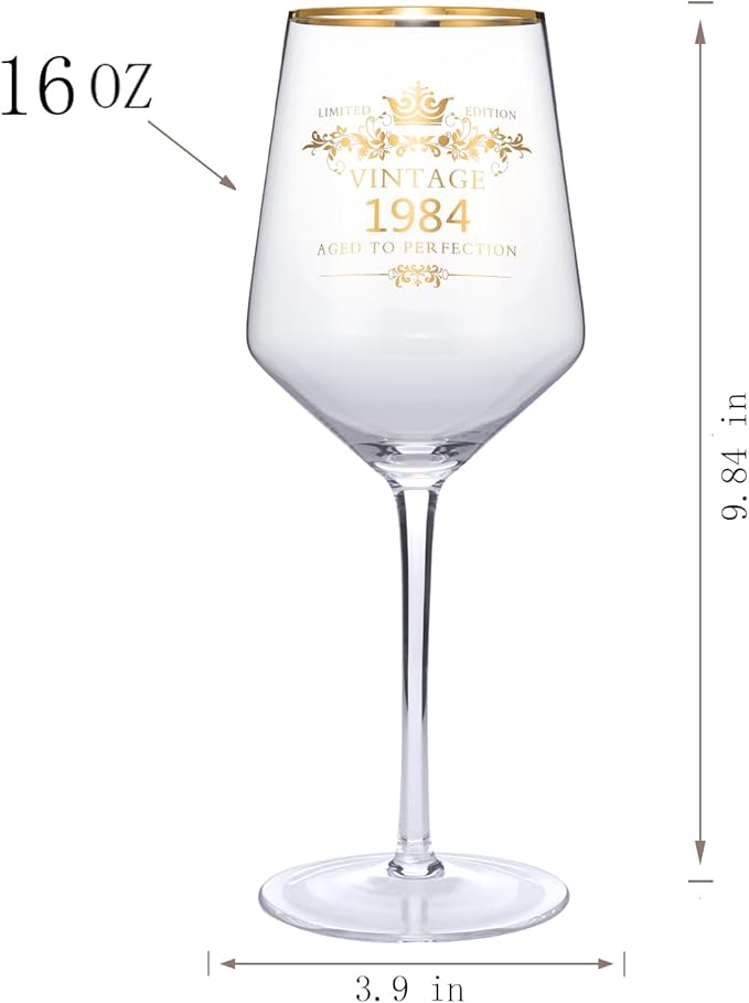 MOMRNTAIL Vintage 1984 40TH Birthday Goblet Gifts, 16OZ Goblet Wine Glass, 40 Year Old Birthday Decorations For Women men, Funny 40 Bday Gifts Idea For Friends, Sister,Dad, Mom - Turning 40 Present