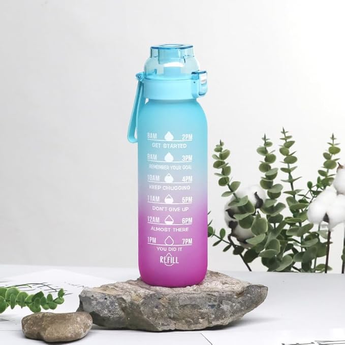 Air Water Bottle, 32 oz Motivational Water Bottles with Time Marker-BPA Free, Air Water Bottle with 5 Flavor Pods, 0% Sugar Water Cup Suitable for Outdoor Sport,Gifts From Friends, Birthday Gifts