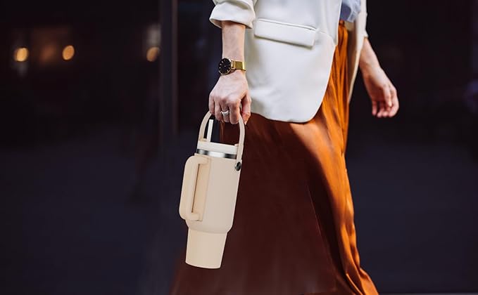 Silicone Handle Bag for Stanley 40 oz Tumbler with Handle, Holder for Stanley Tumbler Easy to Go Out - Black