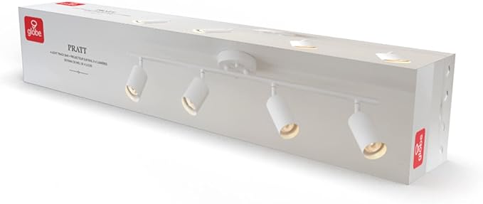 Globe Electric Pratt 4-Light Track Lighting, Matte White, Bulb Not Included