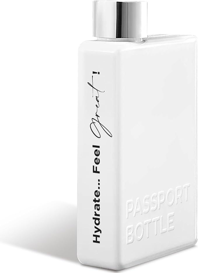 Forest & Twelfth 12 Oz Travel Water Bottle Flat Water Bottle for On-The-Go Hydration, Hydrate… Feel Great! Passport Mini Water Bottle for Gym, Travel, School, Italian Design Portable Water Bottle