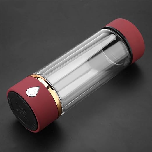 Portable Hydrogen Rich Water Cup, USB Charging Rich Hydrogen Water Purifier Filter Glass Bottle Portable Lonizer Cup, Hydrogen Water Bottle, Hydrogen Rich Water Glass Health Cup (Red)