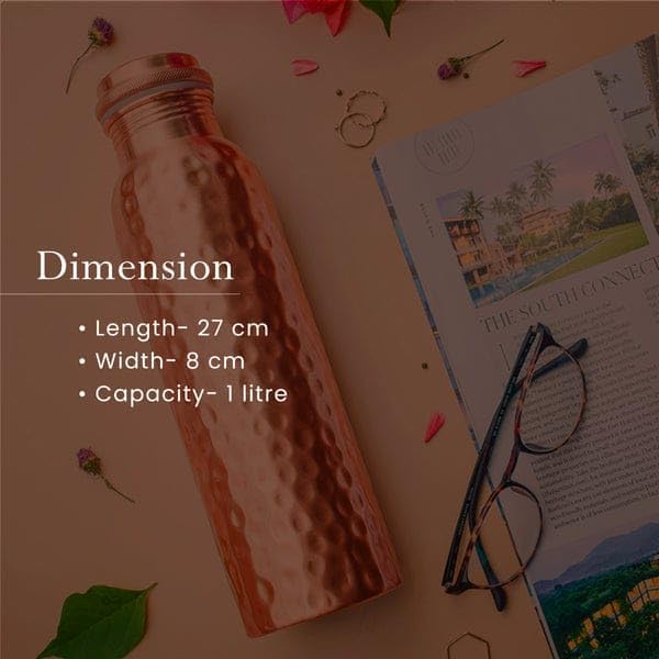 EcoLife Hydration Hammer Copper Bottle - Stay Refreshed with 900ml Capacity, 7X7X27 CM Size