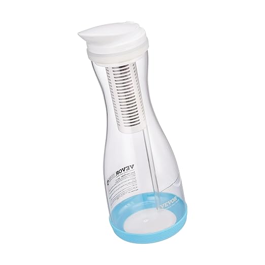 VEVOR Water Filter Pitcher, 6 Cup Glass Water Filter Dispenser, Fast & Compact Fridge-Friendly Water Filtration System, No BPA, Lasts 3 Months or 211 Gallons, Reduces Chlorine, Rust, Odors, PFOA/PFOS