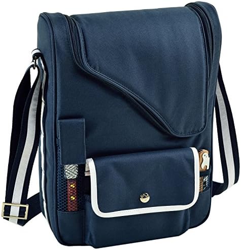 West Virgina University Licensed Mountaineers Deluxe Wine Carrier with Wine Glasses and Accessories for Two Assembled & Quality Approved in The USA