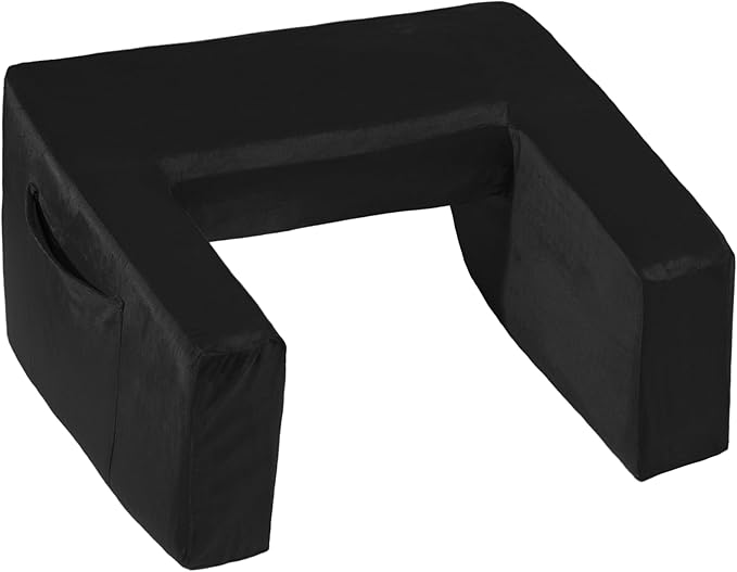 Homguava Reading Pillow Memory Lap Desk Foam Pillow for Adults Gaming Pillow Arm Rest Pillow for Reading, Crocheting, Gaming or Sitting in Bed (Black, Large)