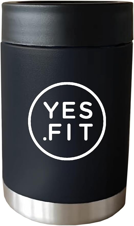 Insulated Stainless Steel Can Cooler for Drinks, 12 oz, Black, 08-00-B90-00-D587