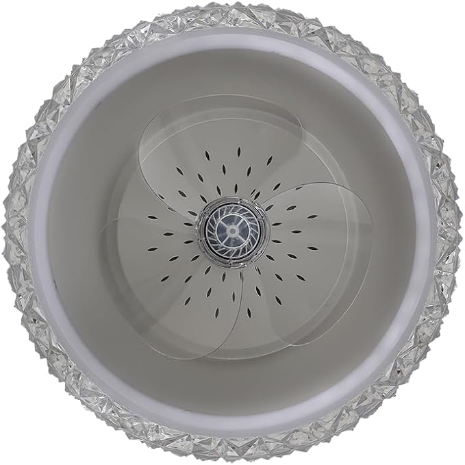 20" Flush Mount Ceiling Fans with Lights and Remote Control,Crystal Low Profile Ceiling Fan,6 Speed Reversible Mute,Bladeless Ceiling Fan for Living Room Bedroom