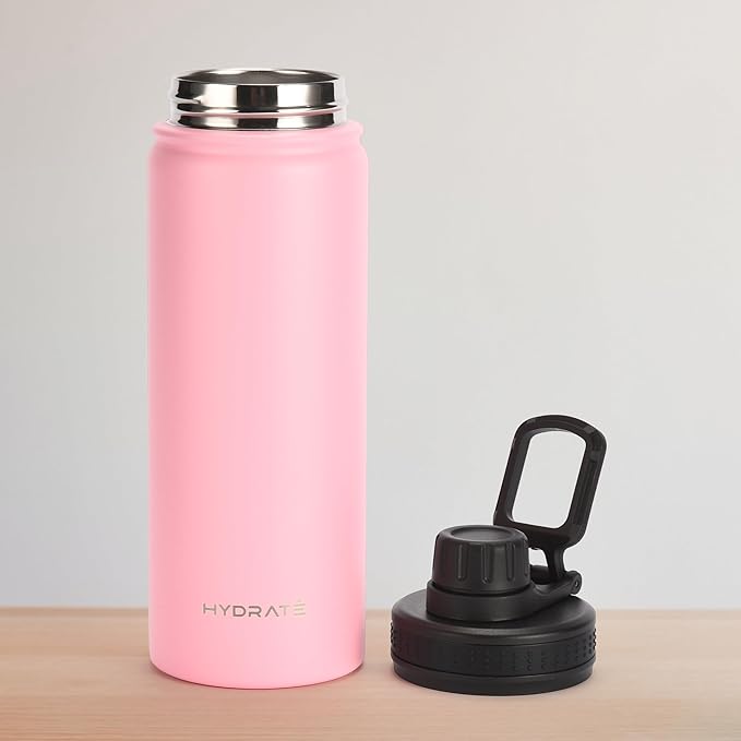 HYDRATE Insulated Stainless Steel Water Bottle - Large Reusable Flask with Leak-Proof Design and Convenient Handle - Double Vacuum Insulation for School, Work, or Adventure
