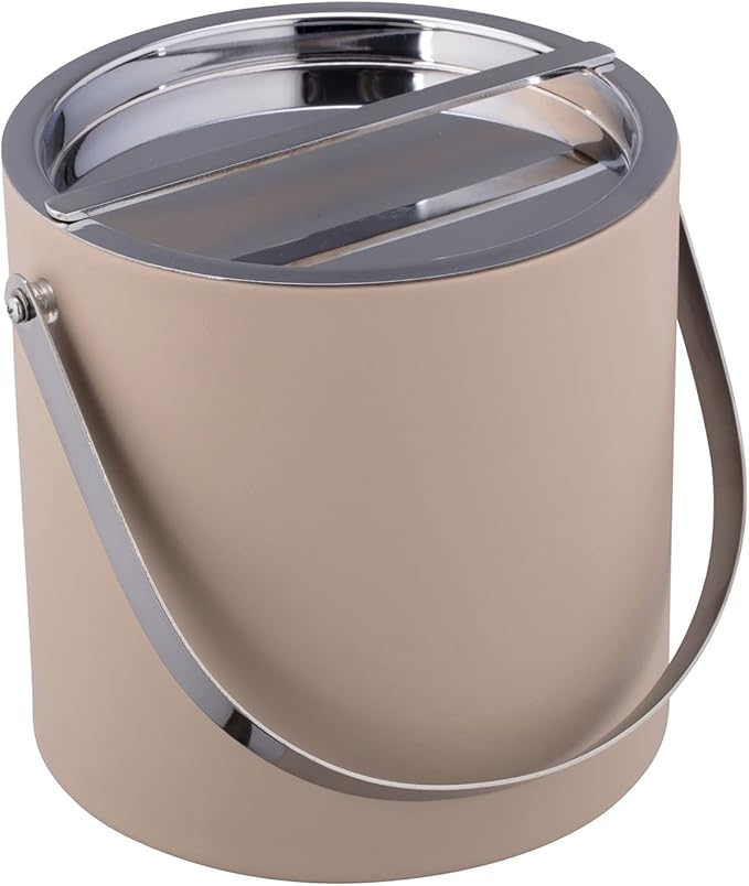 Kraftware 3qt Polished Chrome, Taupe Manhattan 3 quart Ice Bucket, Small